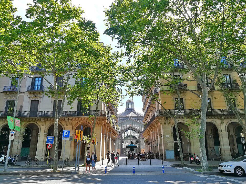 Passeig de Picasso and Passatge Mercantil, with the former Born market beyond.