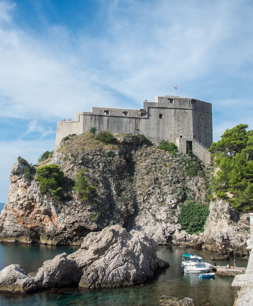 Fort Lovrjenac on the cliff above the cove beside Pile Gate.