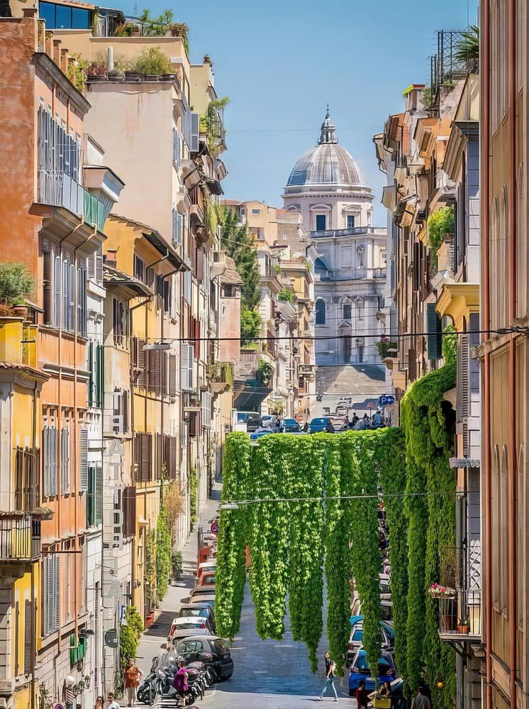 An ivy-covered lane in Monti.