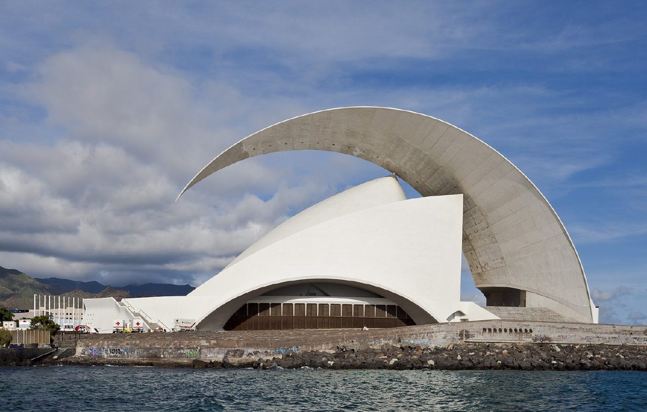 The white curved roof of Auditorio de Tenerife on Santa Cruz’s waterfront.